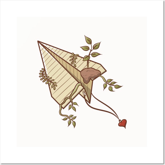 Paper Airplane with Plant (no background) Wall Art by indwica idcd